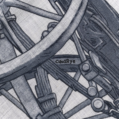 Hermes Cashmere Silk Grand Carrosse Royal Scarf 100 Gris Chine Gris Jaune 6 of 6