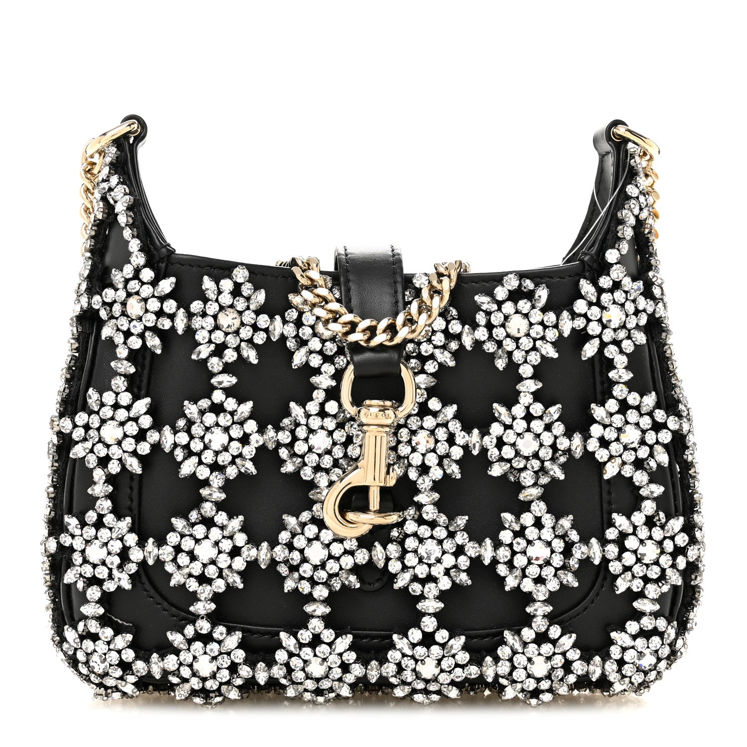 Gucci Calfskin Crystal Mini Jackie Notte Bag Black 1 of 12