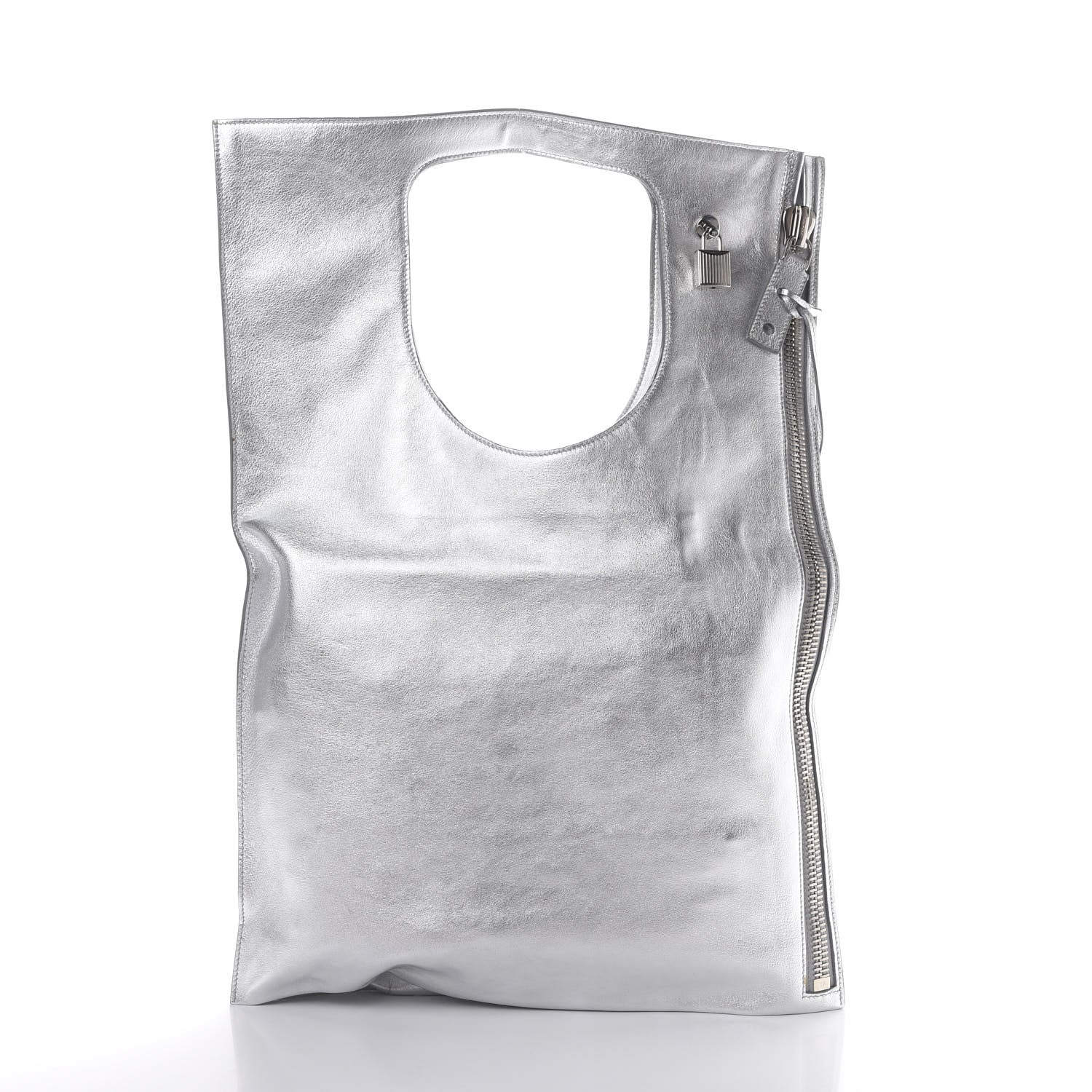 Tom Ford Metallic Calfskin Alix Padlock Zip Shoulder Bag Silver 3 of 14
