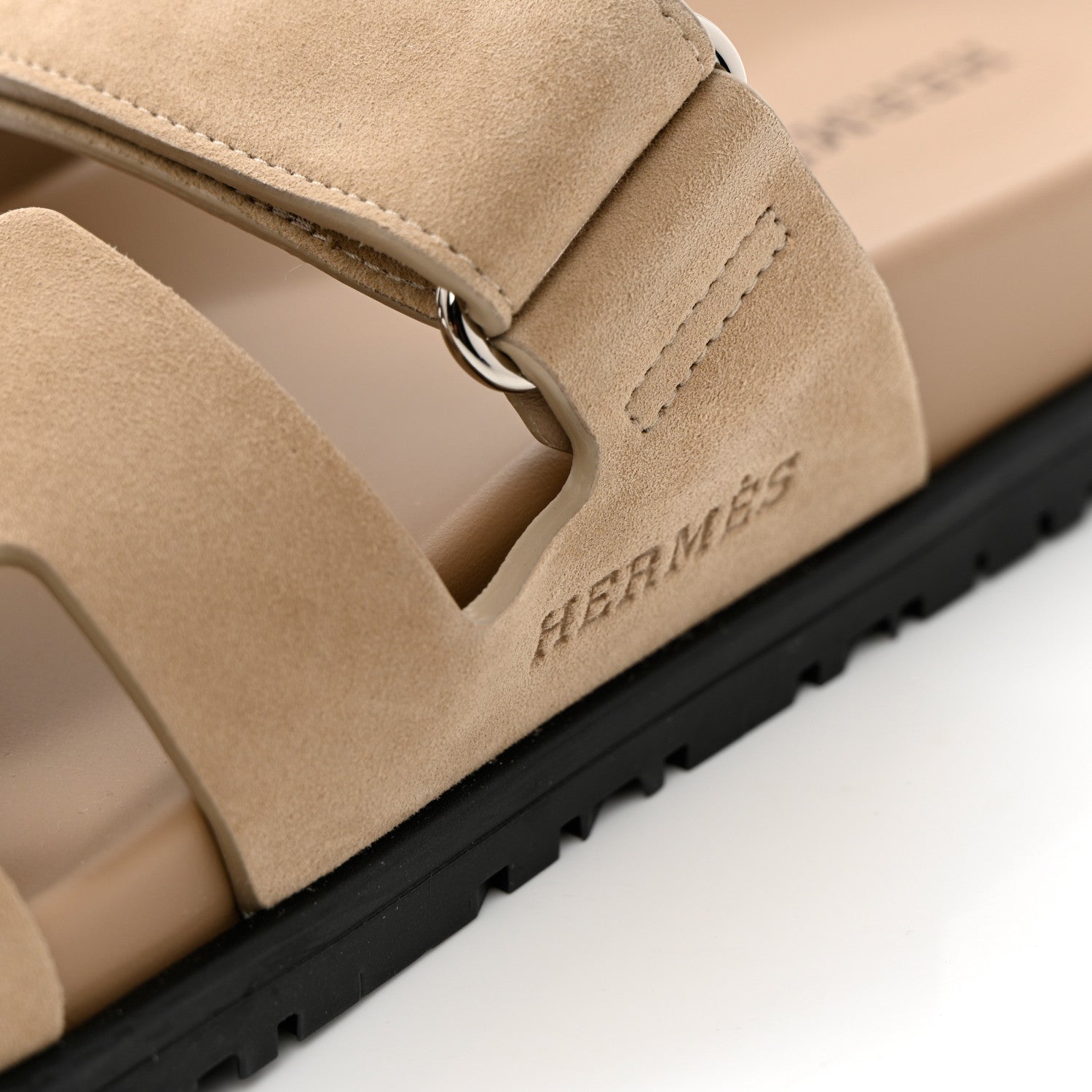 Hermes Suede Goatskin Womens Chypre Sandals 38 Beige Argile 11 of 12