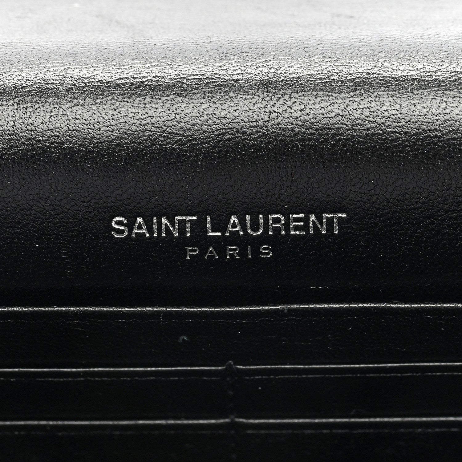 Saint Laurent Calfskin Crocodile Embossed Kate Monogram Tassel Chain Wallet Black 6 of 10