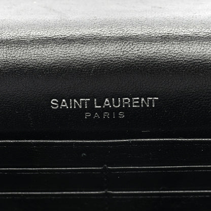 Saint Laurent Calfskin Crocodile Embossed Kate Monogram Tassel Chain Wallet Black 6 of 10
