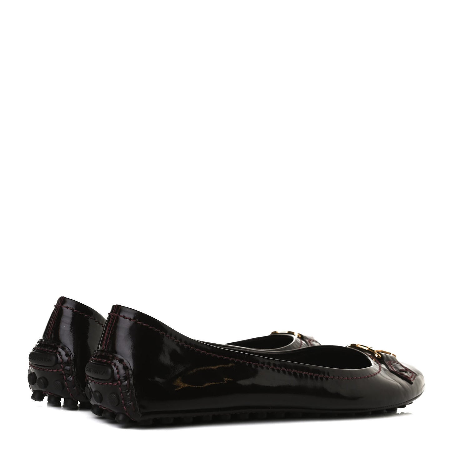 Patent Calfskin Oxford Ballerina Flats 40 Amarante
