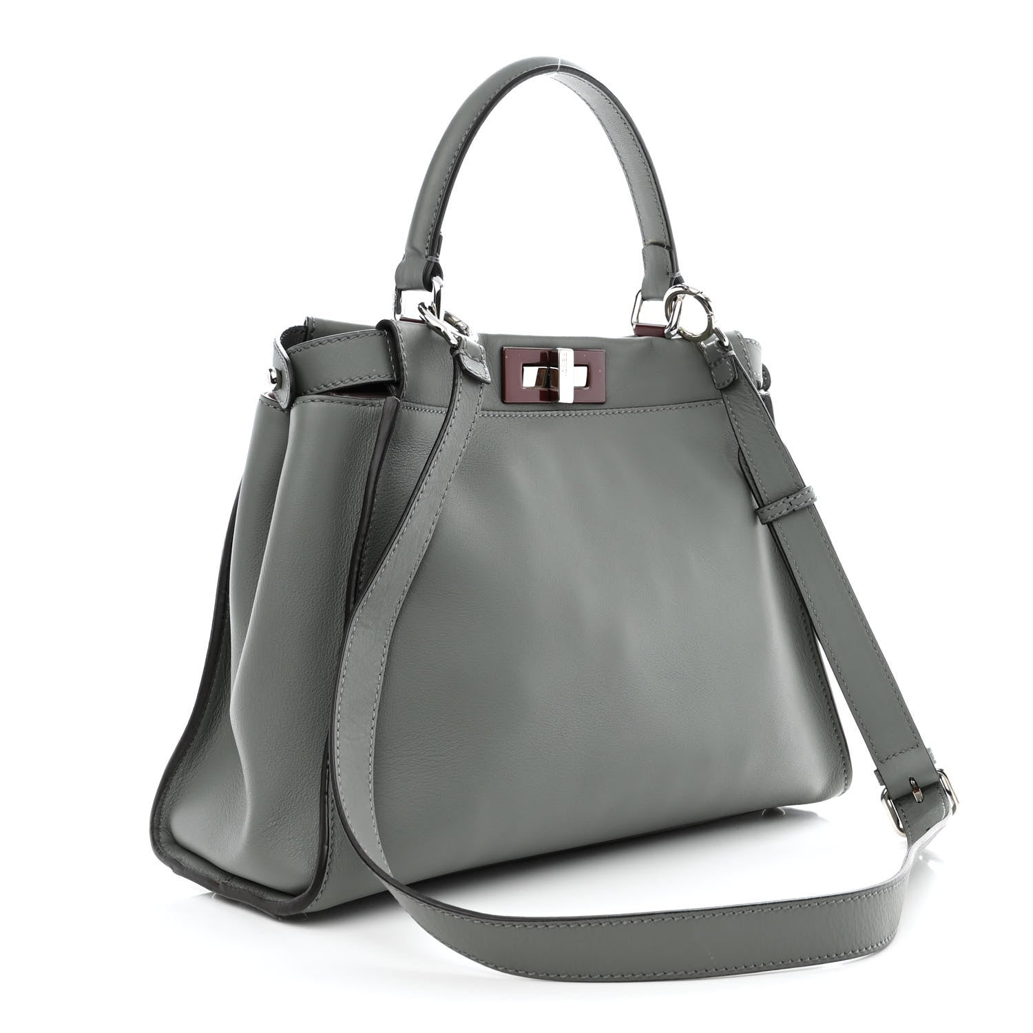 Fendi Vitello Seta Shiny Nappa Medium Peekaboo Iconic Satchel Alga Rosa Doll 3 of 14