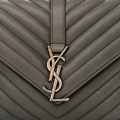 Saint Laurent Sheepskin Matelasse Chevron Monogram Medium College Bag Asphalt 9 of 11