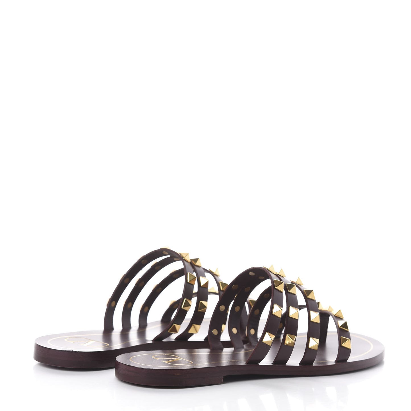Calfskin Rockstud Flair Flat Thong Sandals 35 Rubin