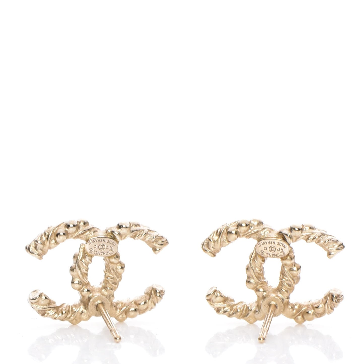Metal Twisted CC Earrings Light Gold