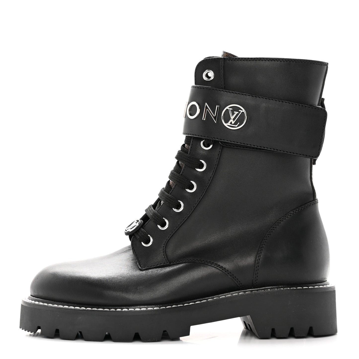 Calfskin Monogram Territory Flat Ranger Boots 36 Black