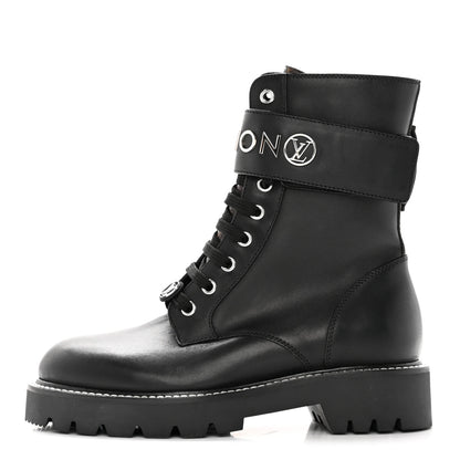 Louis Vuitton Calfskin Monogram Territory Flat Ranger Boots 36 Black 1 of 14
