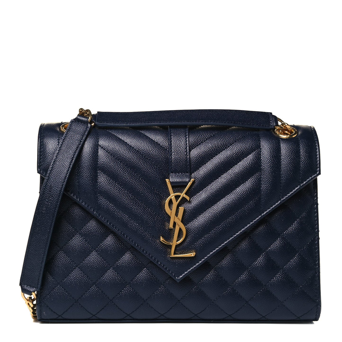 Grain De Poudre Textured Mixed Matelasse Triquilt Medium Monogram Satchel Deep Marine