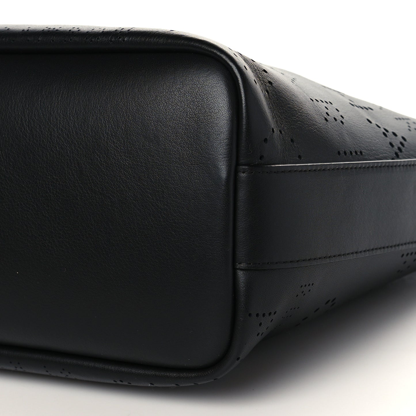 Calfskin Tweed Small Logo Eyelets Shopping Tote Black