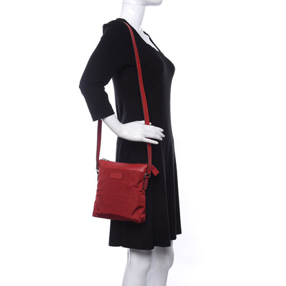 Gucci Nylon Monogram Dollar Calfskin Small Flat Messenger Bag Vibrant Red 2 of 10