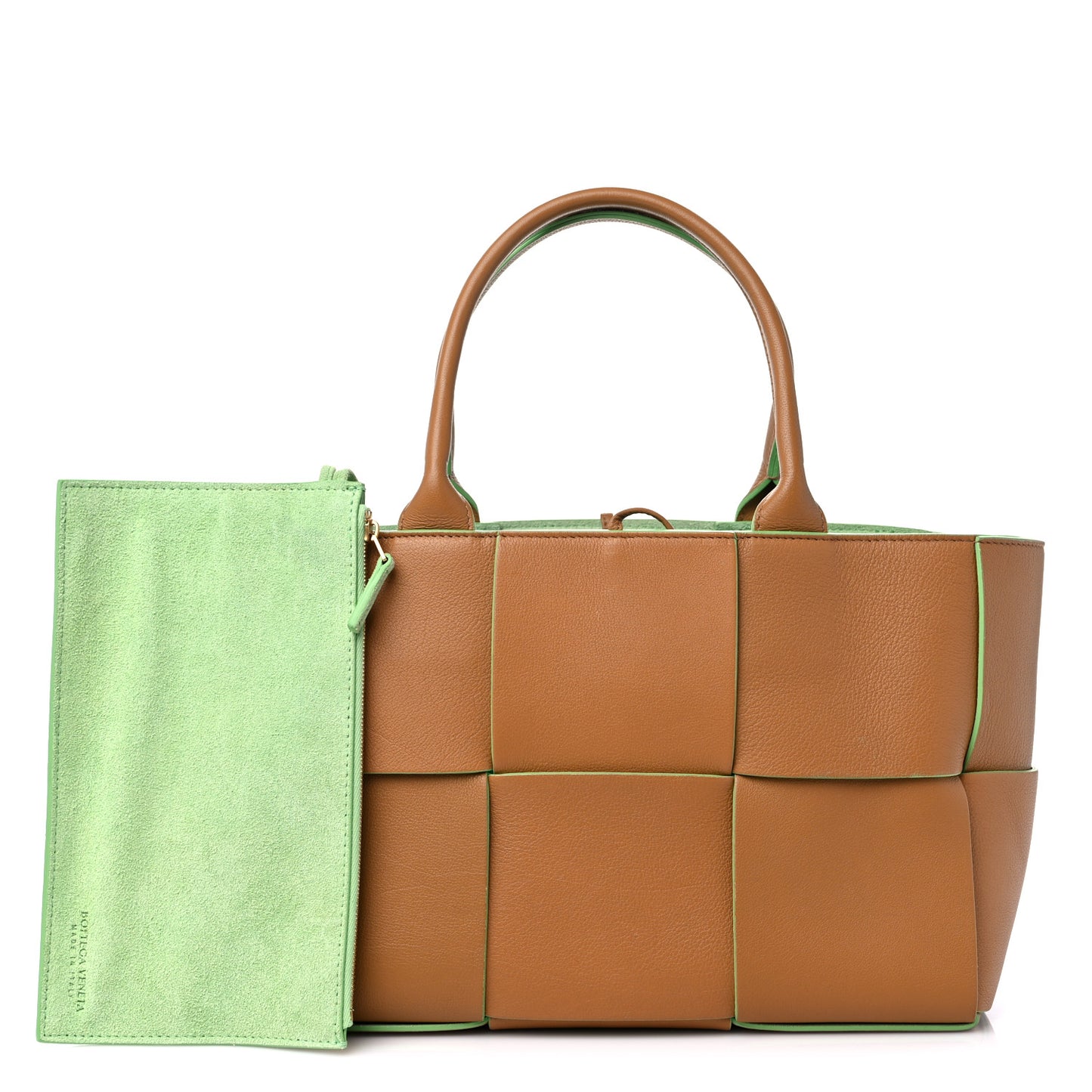 Nappa Intrecciato Small Arco Tote Carmel Pistachio