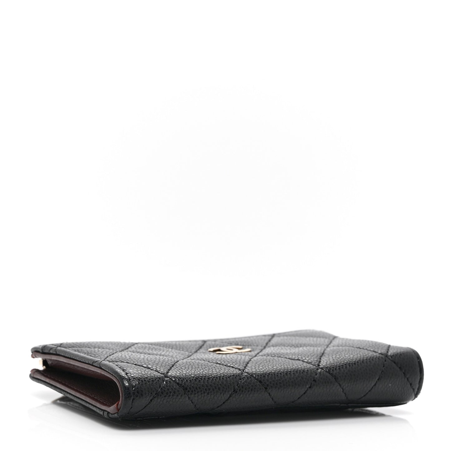 Caviar Quilted CC Zip Around Card Holder Black
