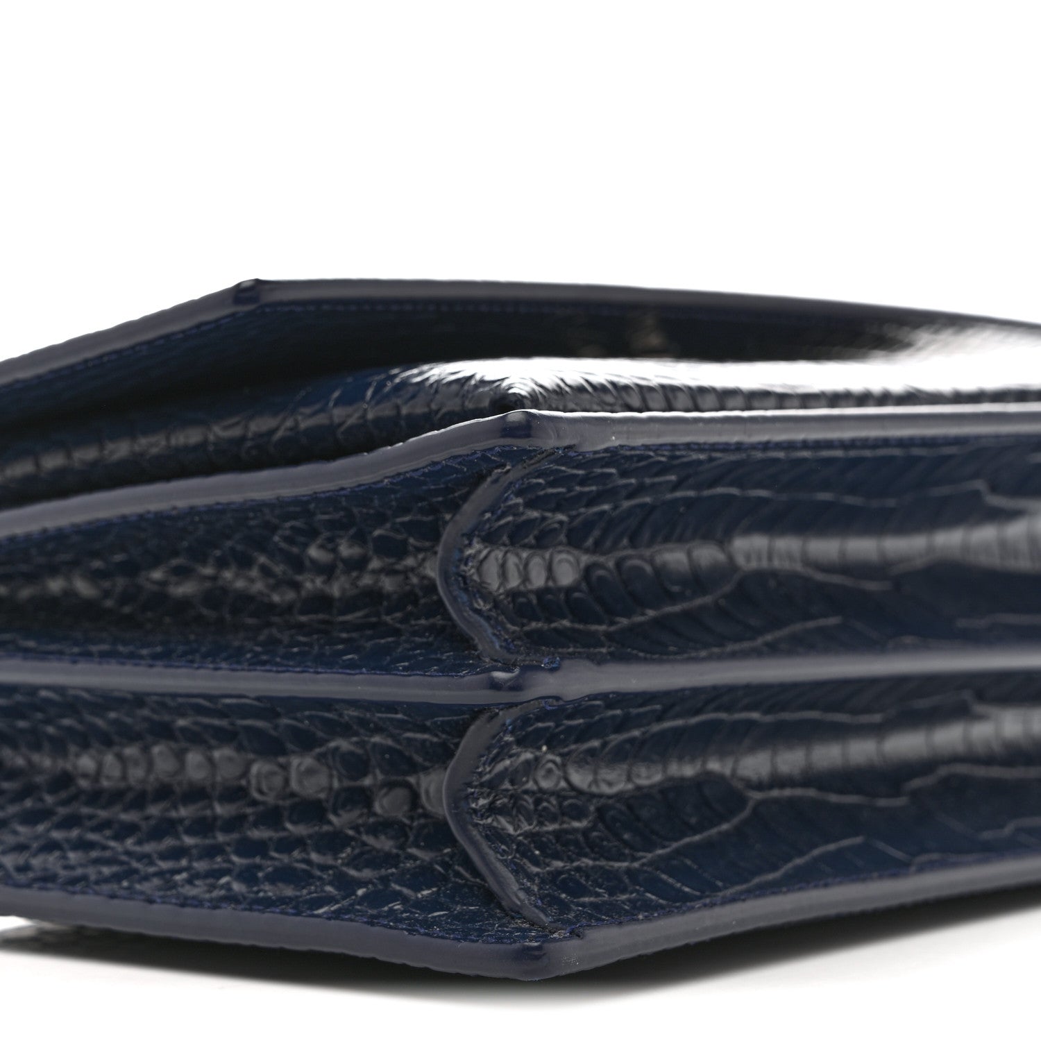 Saint Laurent Calfskin Crocodile Embossed Medium Monogram Sunset Navy 9 of 12