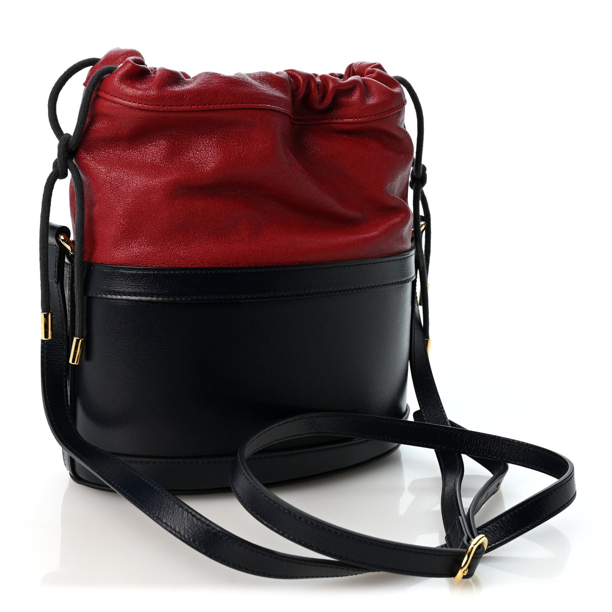 Gucci Azalea Sakai Be Green Calfskin Horsebit 1955 Drawstring Bucket Bag Blue New Cherry Red 2 of 9