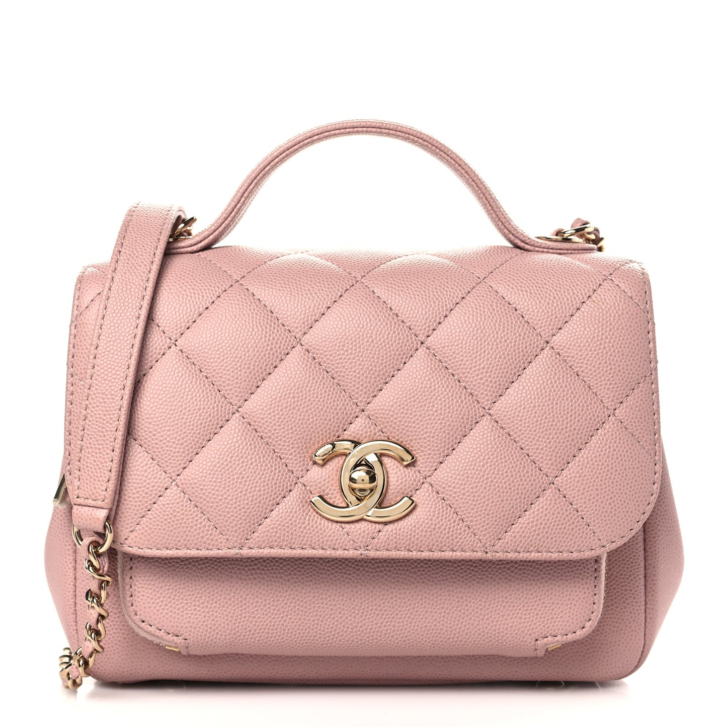Caviar Quilted Small Business Affinity Flap Light Pink
