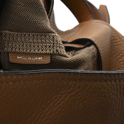 Burberry Grainy Calfskin Canvas Mega Check Medium Ashby Tassel Hobo Saddle Brown 7 of 14