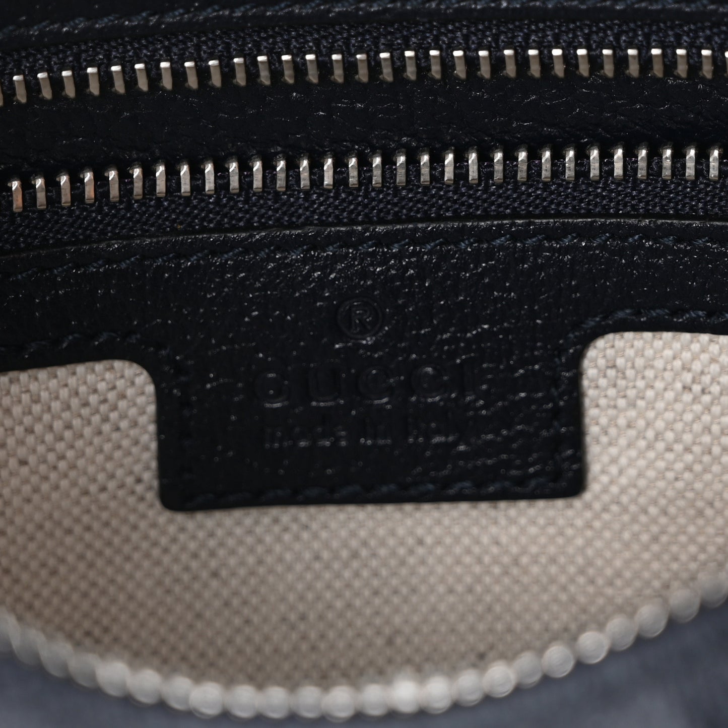 GG Supreme Monogram Textured Calfskin Web Large Attache Shoulder Bag Beige Blue