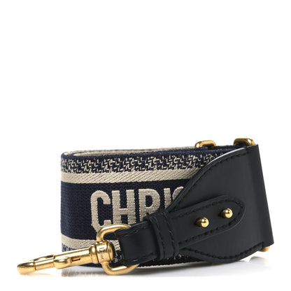 Christian Dior Canvas Embroidered Shoulder Strap Blue 1 of 3