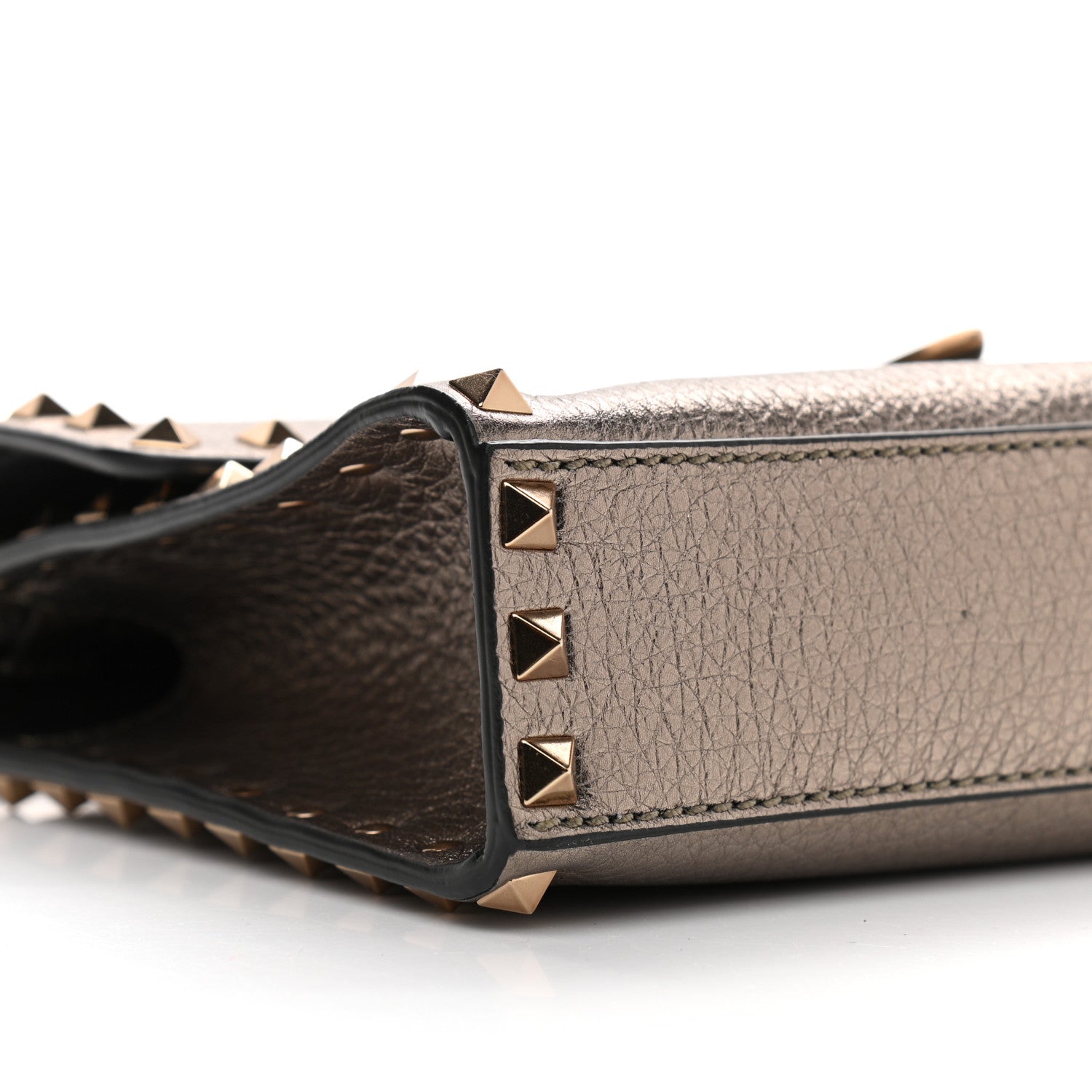 Valentino Garavani Metallic Pebbled Calfskin Medium Rockstud Flip Lock Crossbody Bag Sasso 7 of 10