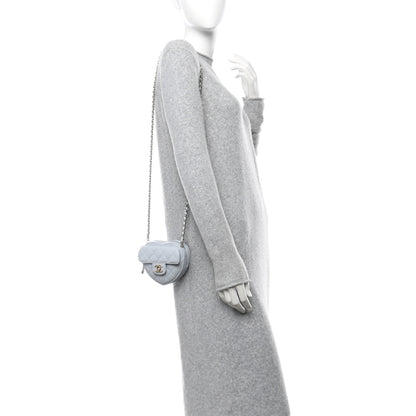 Chanel Lambskin Quilted CC In Love Heart Clutch With Chain Light Blue 2 of 11