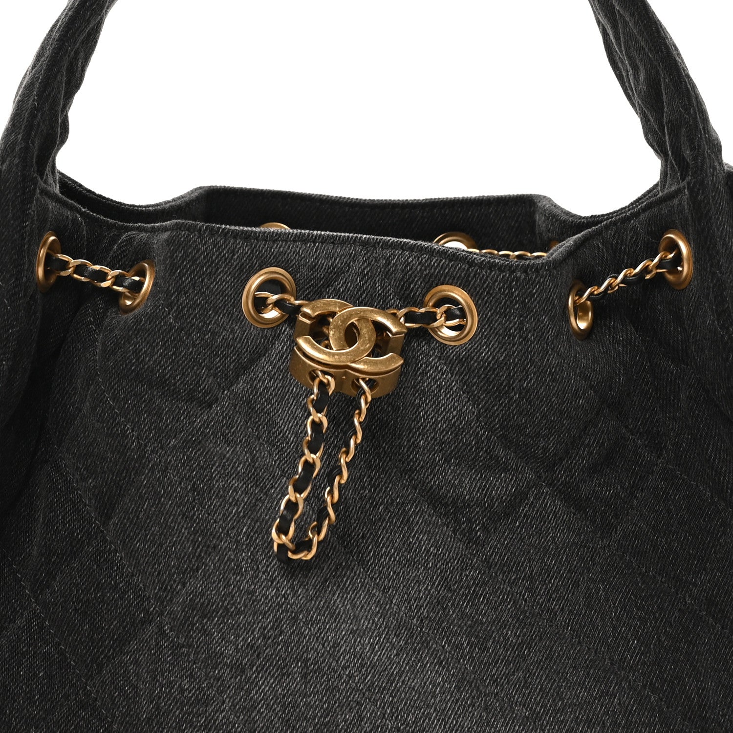 Chanel Washed Denim Quilted Small Chanel 25 Handbag Black 8 of 10