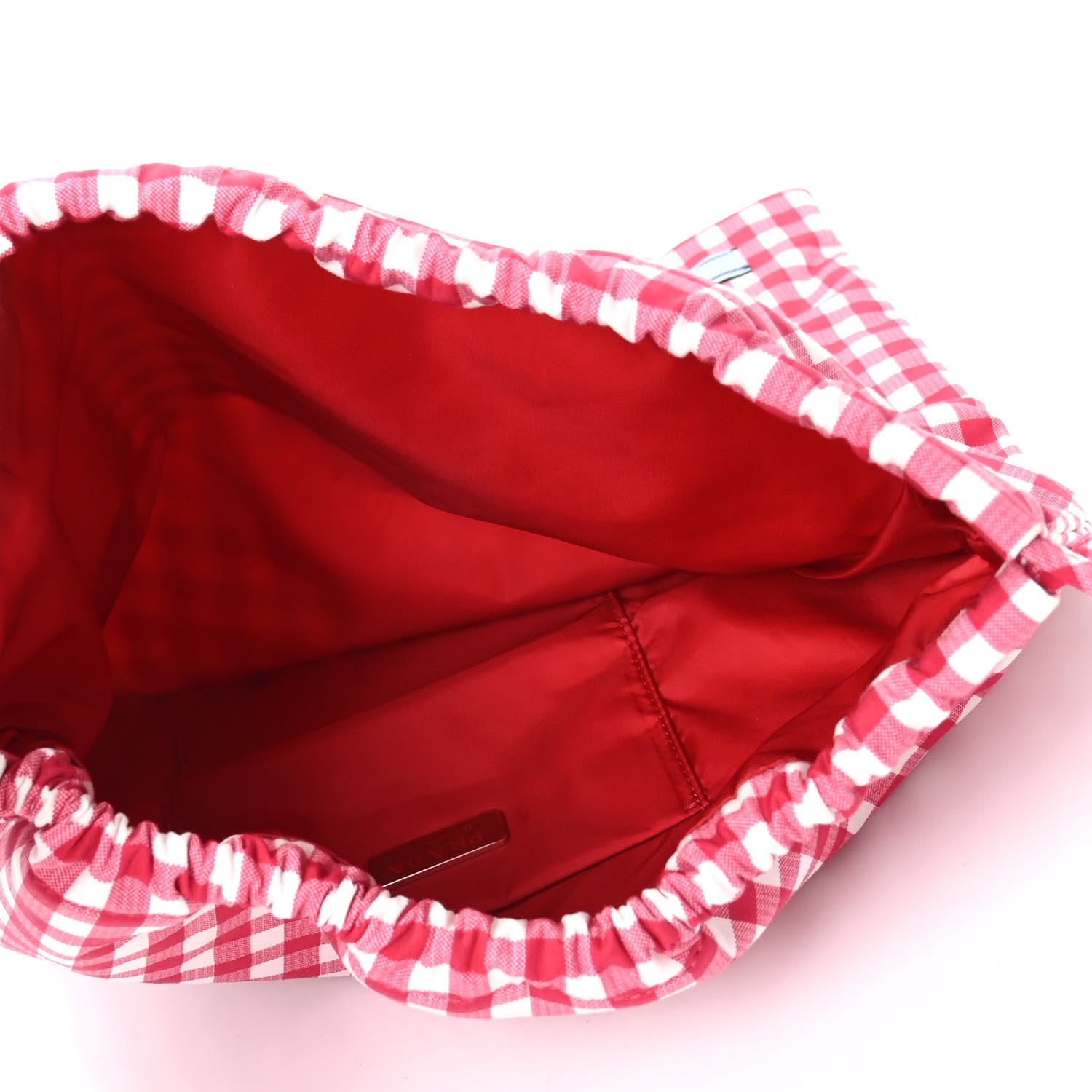 Prada Tessuto Nylon Vichy Gingham Pouch Rosso 5 of 9