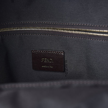 Fendi X FILA Glazed Fabric Vitello Century FF 1974 Mania Pouch Pocket Backpack Mogano Panna Blueberry 6 of 10