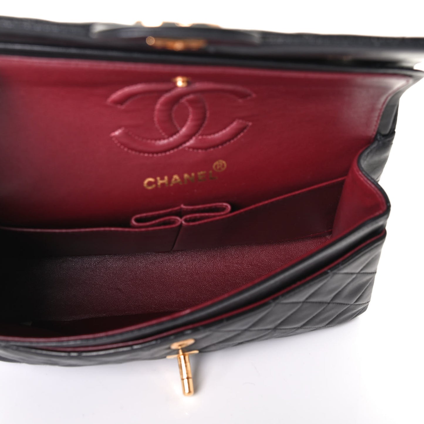 Lambskin Quilted Small Double Flap Black