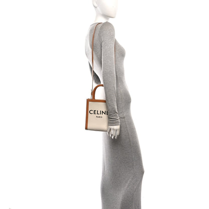 Celine Canvas Calfskin Mini Vertical Cabas Natural Tan 2 of 9