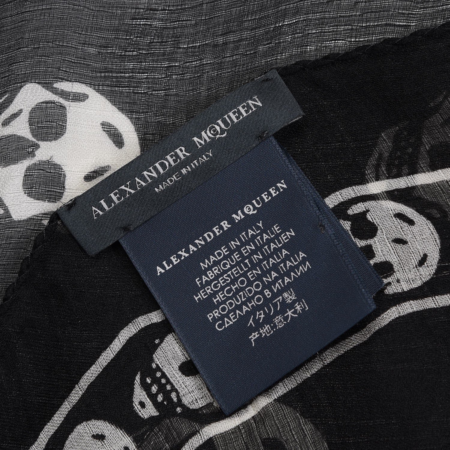 Alexander McQueen Silk Chiffon Skull Scarf Black Ivory 6 of 7