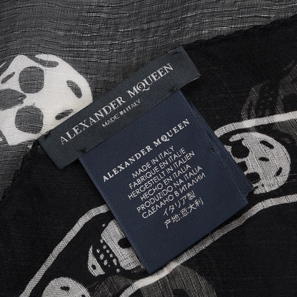 Alexander McQueen Silk Chiffon Skull Scarf Black Ivory 6 of 7
