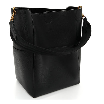 Celine Soft Grained Calfskin Sangle Bucket Bag Black 3 of 11