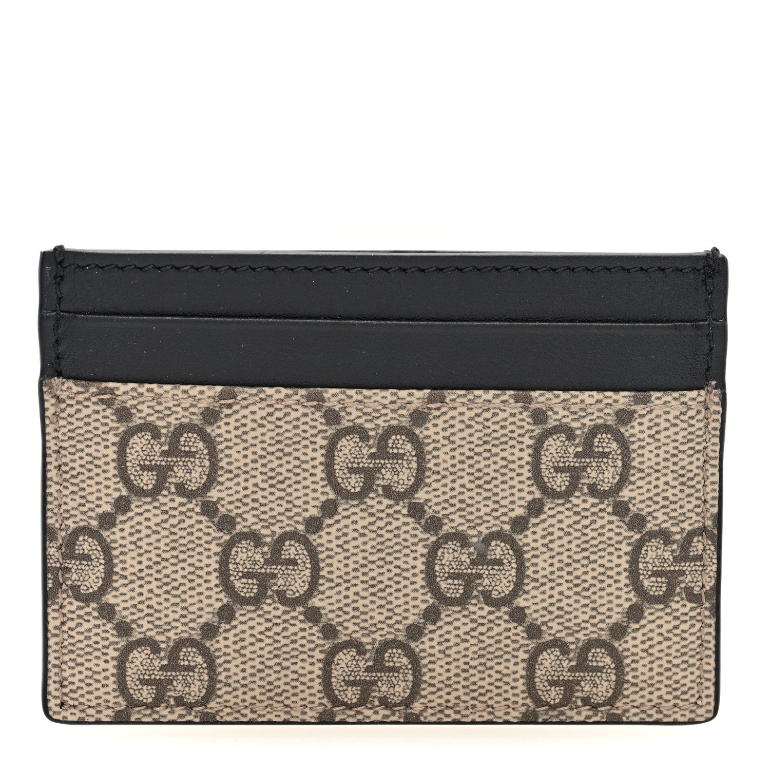 Gucci GG Supreme Monogram Calfskin Card Holder Beige Black 1 of 6