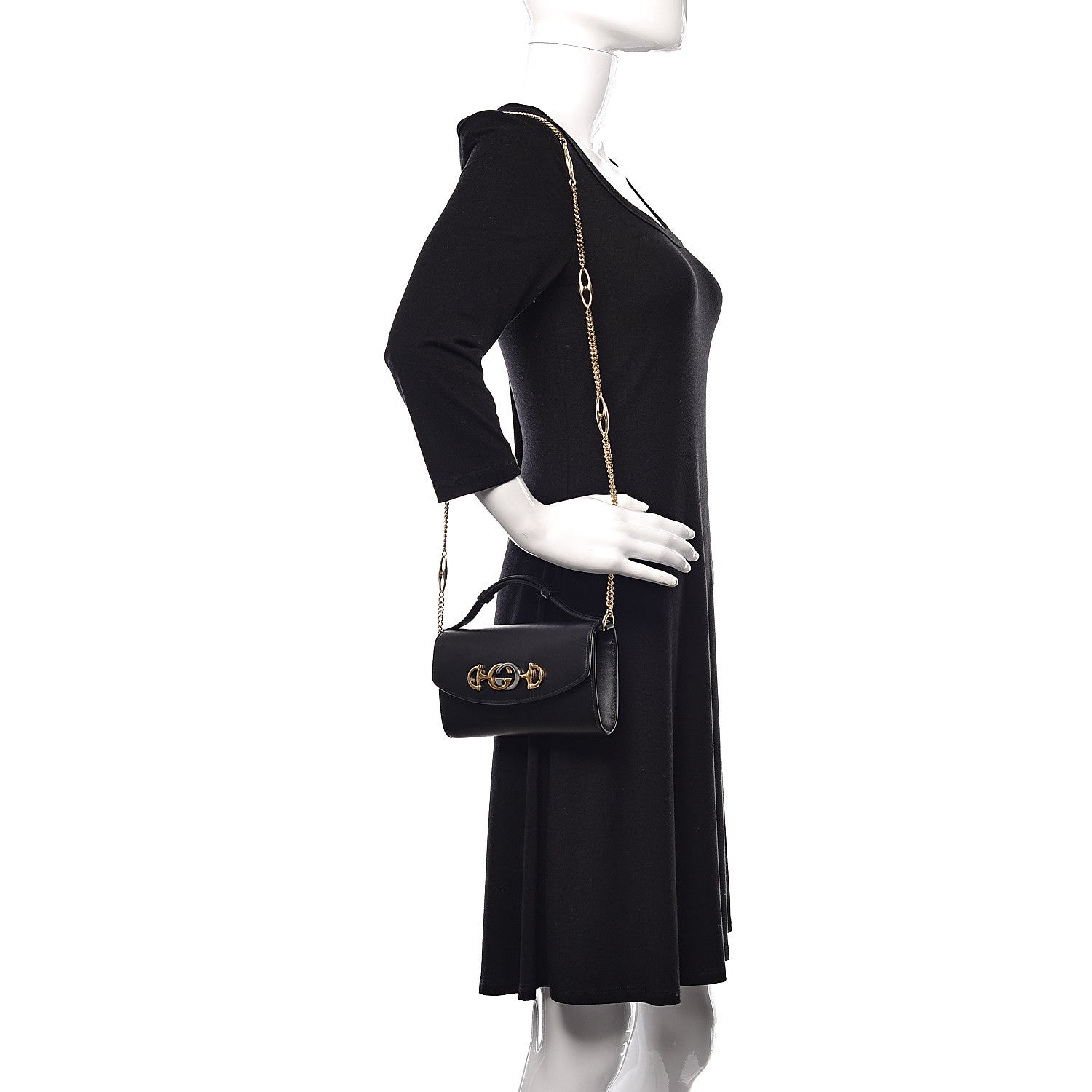 Gucci Smooth Calfskin Small Zumi Top Handle Shoulder Bag Black 2 of 9