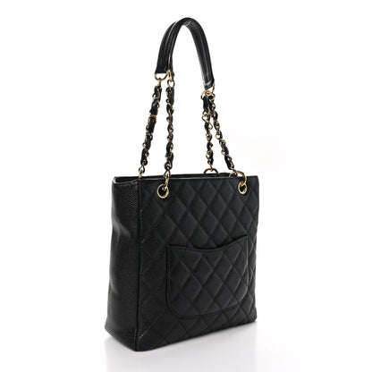 Chanel Caviar Quilted Petit Shopping Tote PST Black 3 of 10