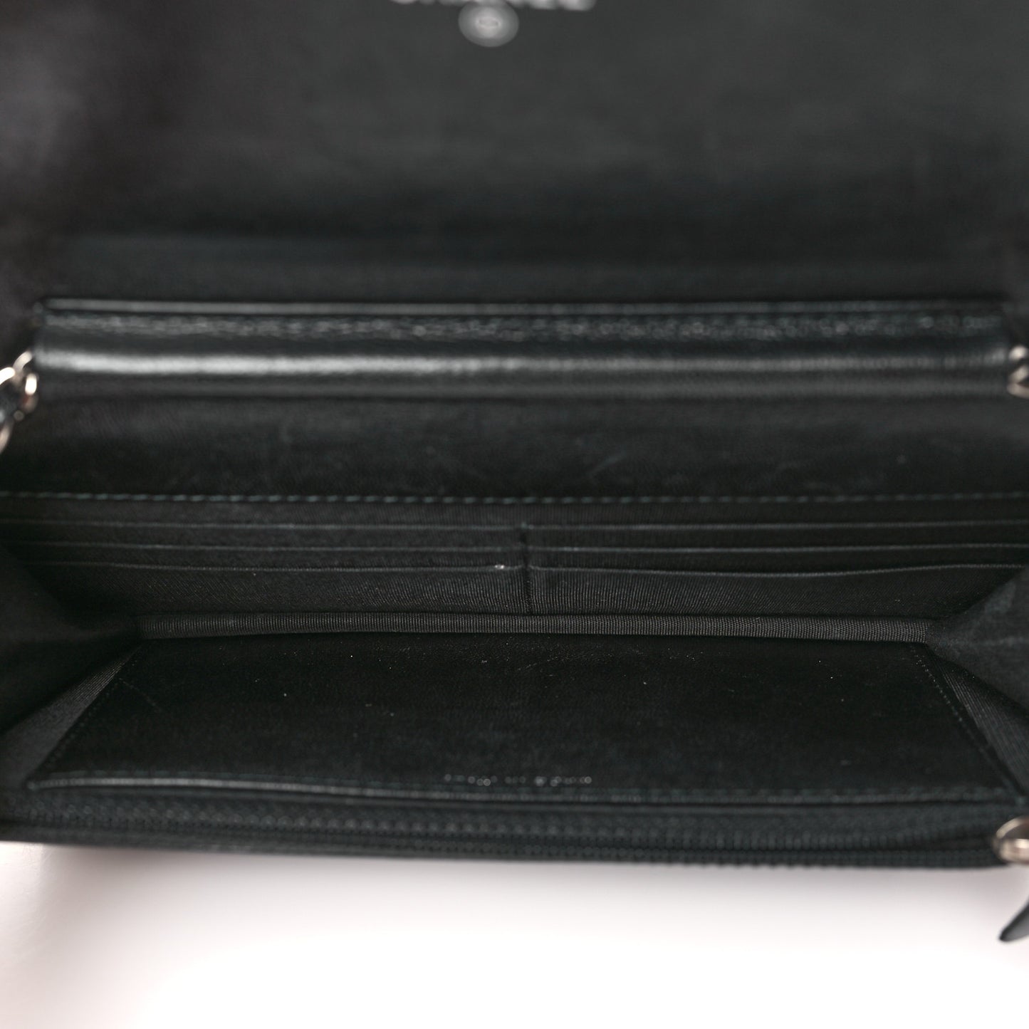 Goatskin Quilted Diamond CC Wallet On Chain WOC Black