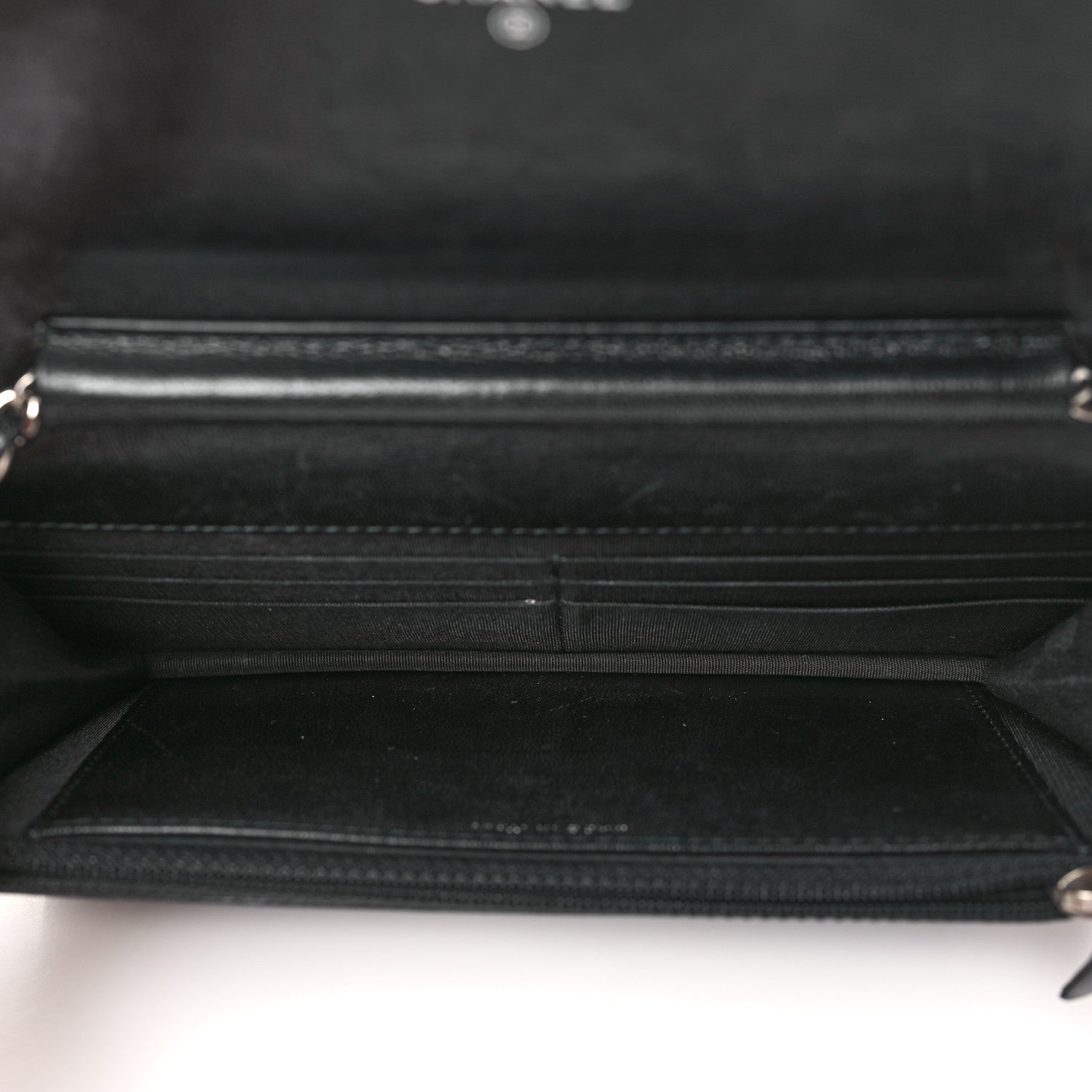Chanel Goatskin Quilted Diamond CC Wallet On Chain WOC Black 5 of 12