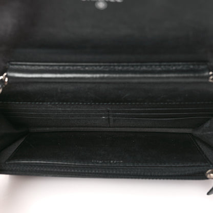 Chanel Goatskin Quilted Diamond CC Wallet On Chain WOC Black 5 of 12