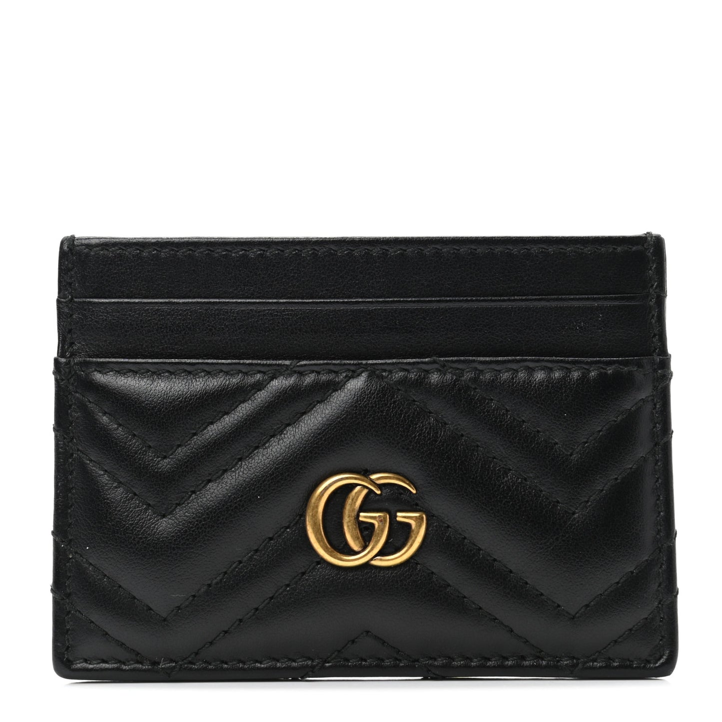 Calfskin Matelasse GG Marmont Card Holder Black