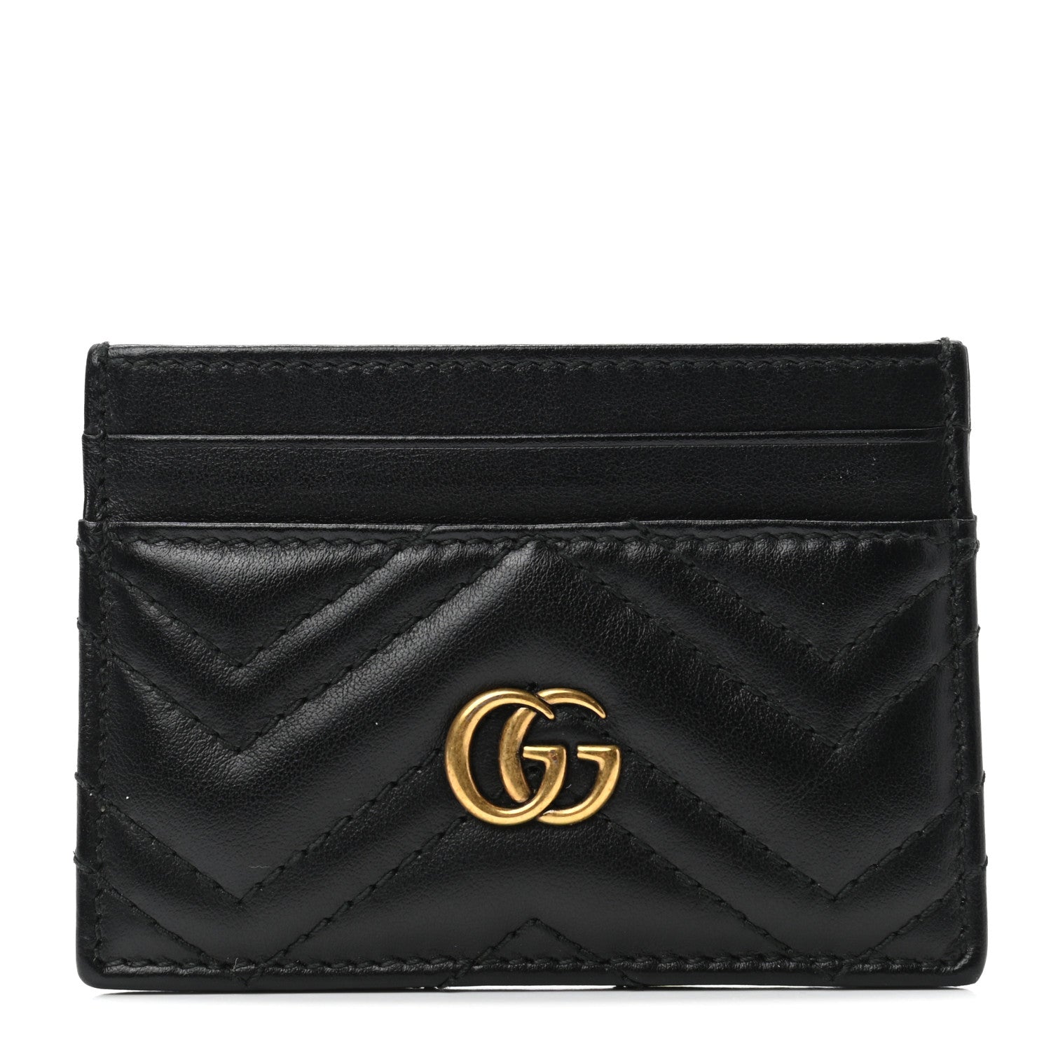 Gucci Calfskin Matelasse GG Marmont Card Holder Black 1 of 6
