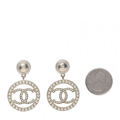 Chanel Pearl CC Drop Earrings Light Gold 2 of 5