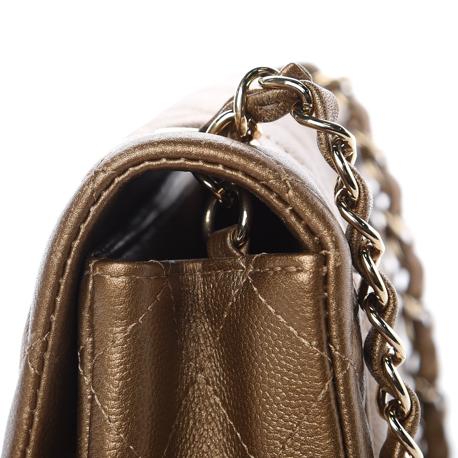 Chanel Metallic Caviar Quilted Mini Rectangular Flap Bronze 12 of 14