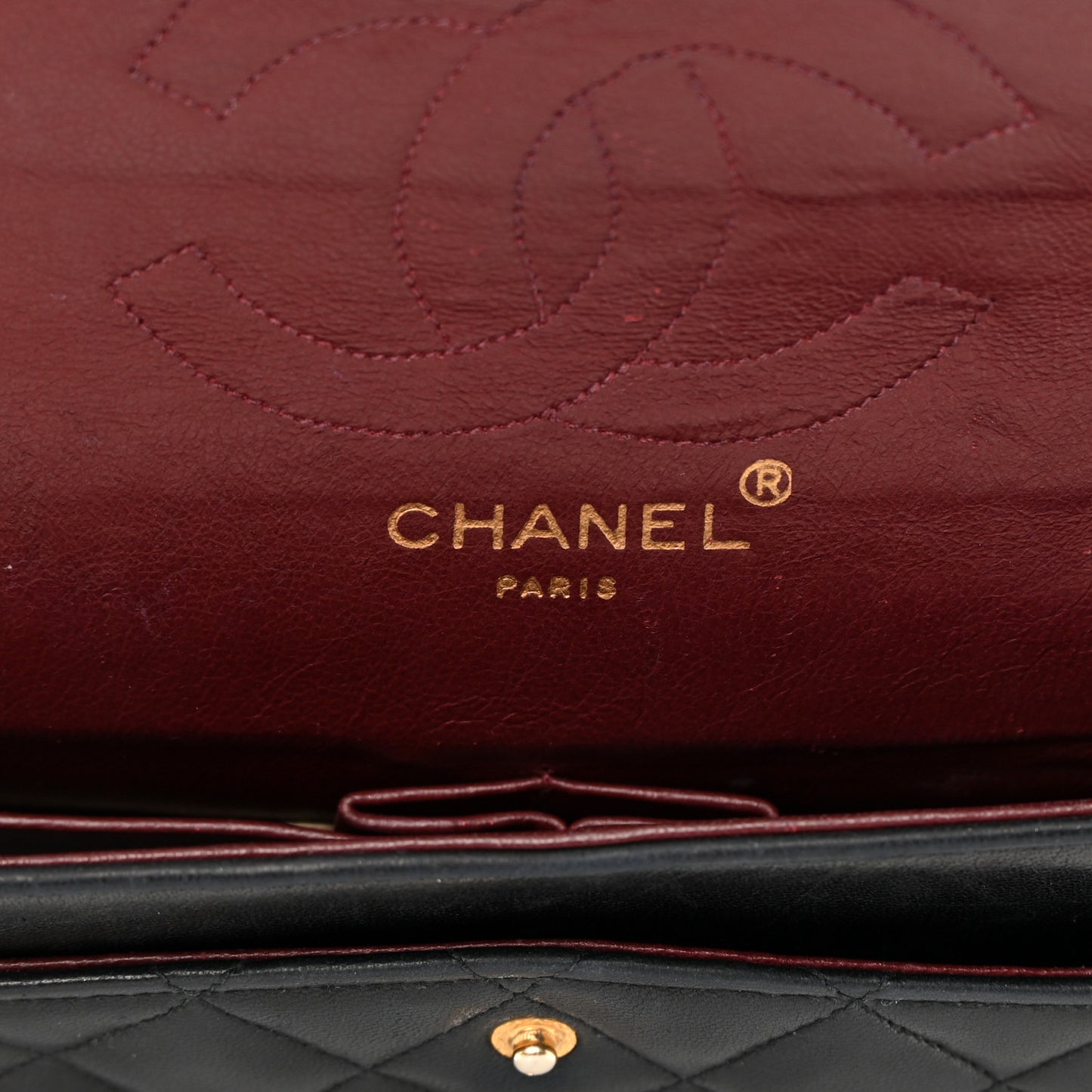 Lambskin Quilted Medium Double Flap Black
