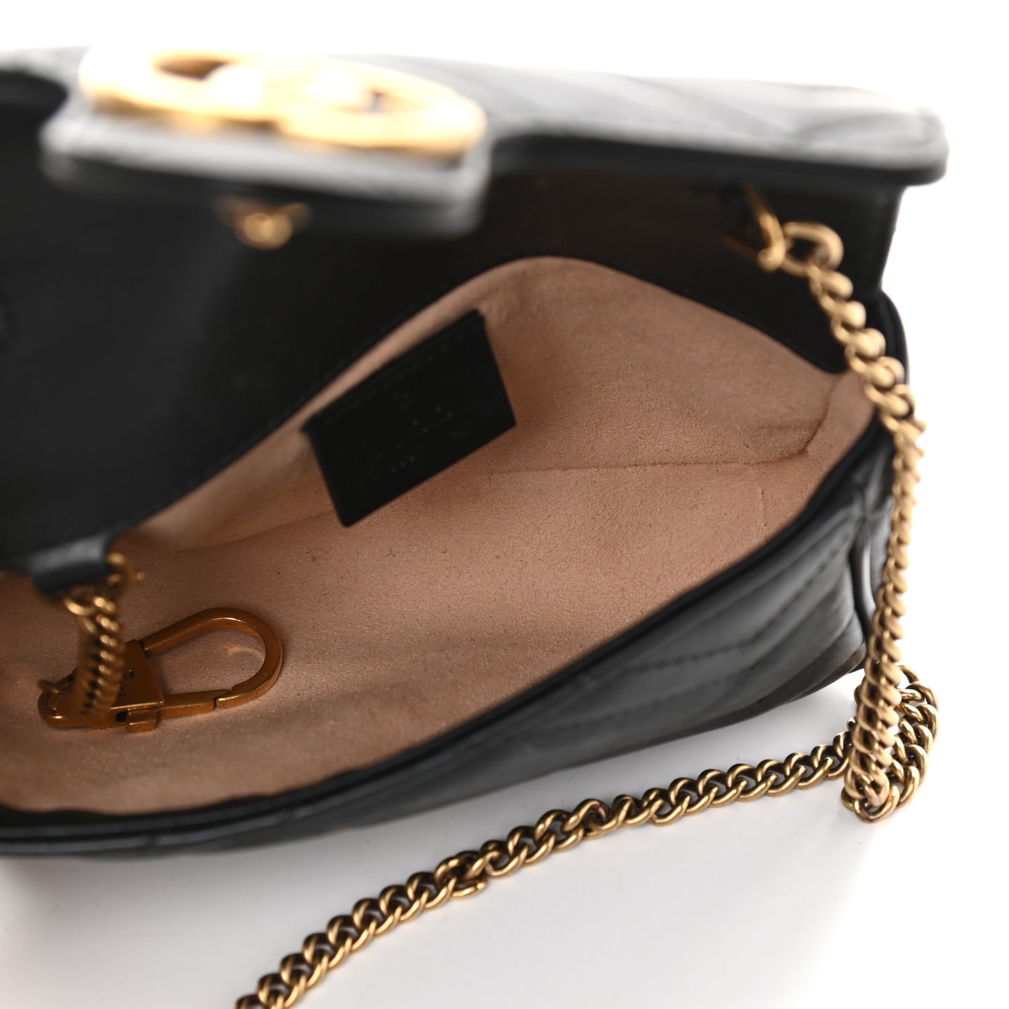Calfskin Matelasse Super Mini GG Marmont Shoulder Bag Black