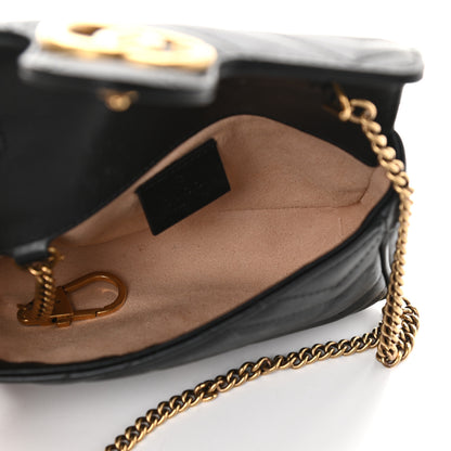 Gucci Calfskin Matelasse Super Mini GG Marmont Shoulder Bag Black 5 of 10