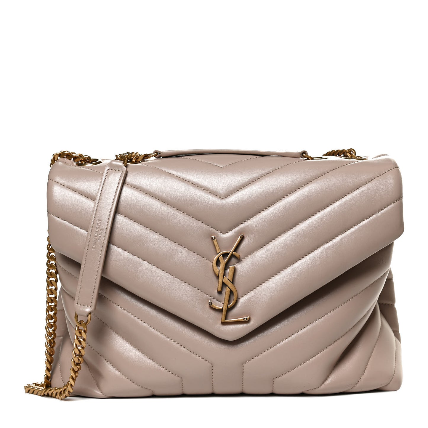 Calfskin Y Quilted Monogram Medium Loulou Chain Satchel Dark Beige