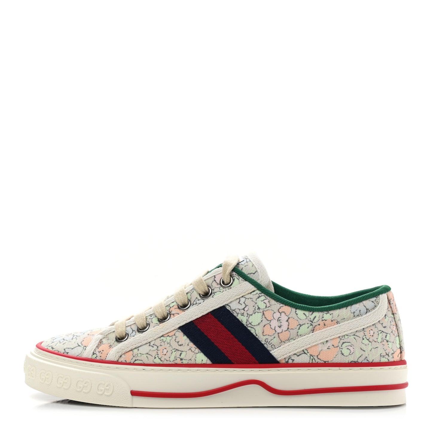 X LIBERTY OF LONDON Canvas Web Tracy Print Womens 1977 Tennis Sneakers 36 Mint Peach Mystic White