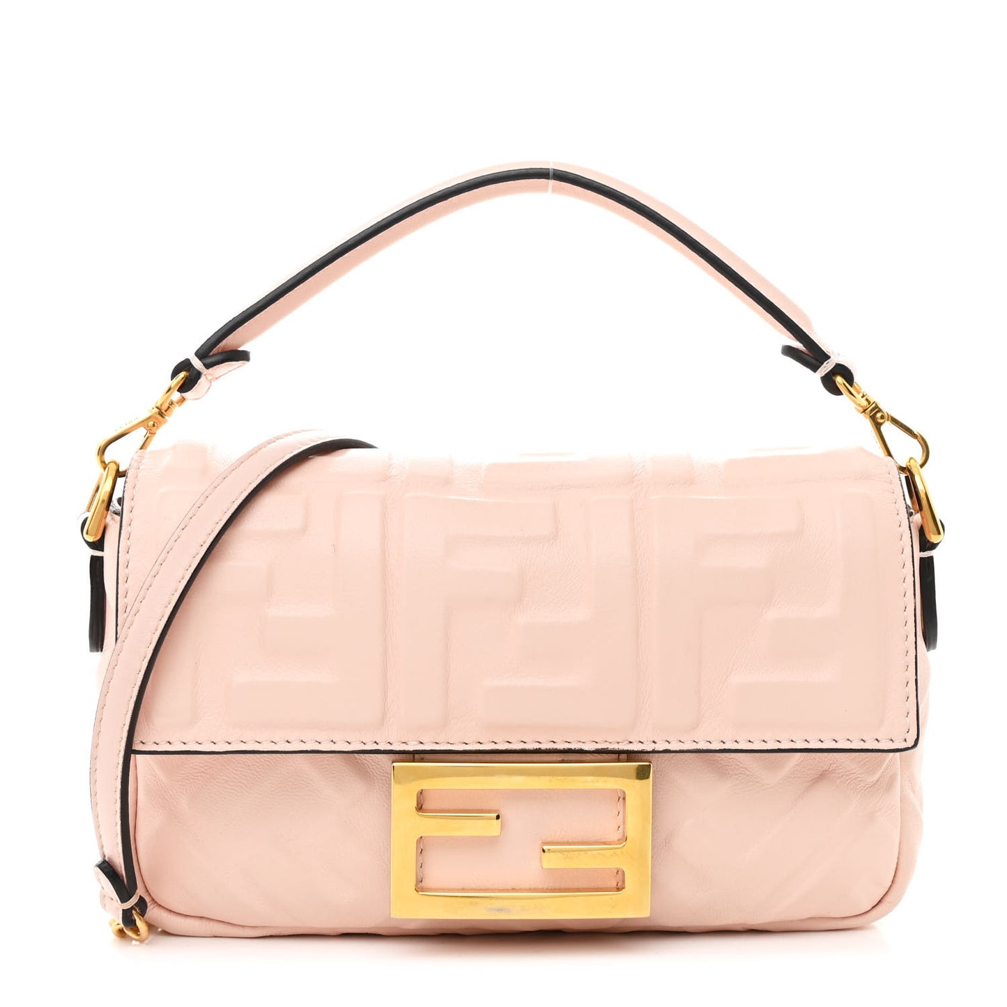 Nappa FF 1974 Embossed Mini Baguette Rosa Confetto